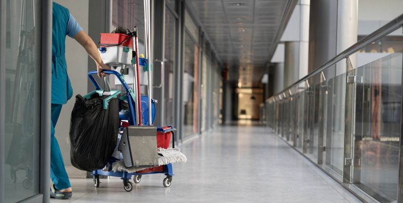 Gram cleaning specialist servicing a commercial interior